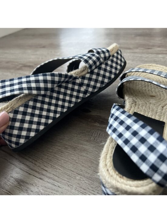 Rag & Bone Megan Gingham Canvas Platform Sandal Navy White Womens 6.5 EU 37 New - Picture 10 of 15